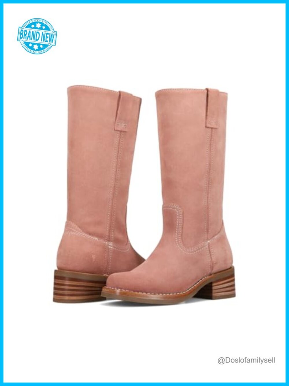 Goodyear Welt Leather Mid-Calf Boots Round Toe Slip-On Womens